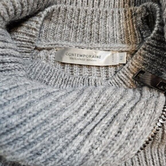 Contemporaine Sweater Women S Gray Exclusive Simons Chunky Ribbed Knit Oversized - Picture 3 of 16